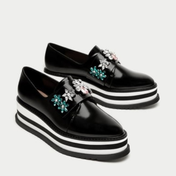Zara Shoes - Zara platform derby shoes with beading